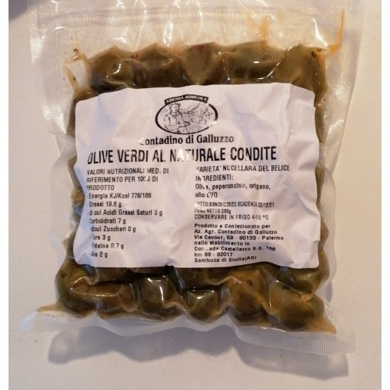 Olive verdi al naturale condite contadino 0,250g