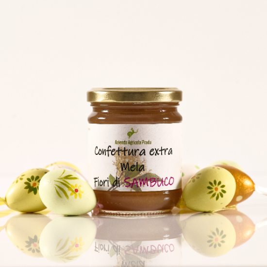 Confettura extra di mela e fiori di sambuco 220 g Confettura extra di mela e fiori di sambuco 220 g