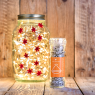 Sale aromatizzato aglio, menta & peperoncino con macinino