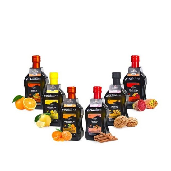 Box 6 liquori tipici siciliani – limone, arancia, mandarino, ficodindia, cannella, amaretto