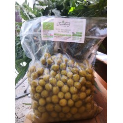 Olive verdi incise in salamoia biologiche varietà nocellara della valle del belice  kg. 2,5 annata 2021