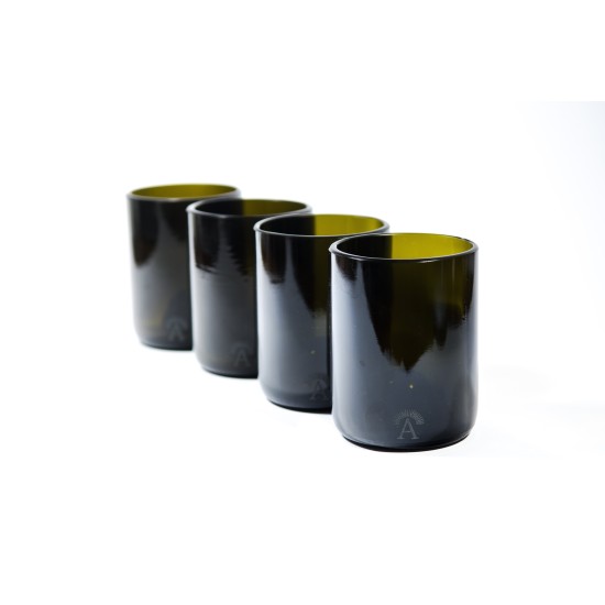 6 bicchieri neri (wine bottle) | bicchieri in vetro riciclate | bicchieri sostenibili | bicchieri colorati | bicchieri made in italy
