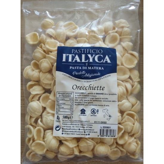 Orecchiette pasta fresca artigianale biologica 100% italia